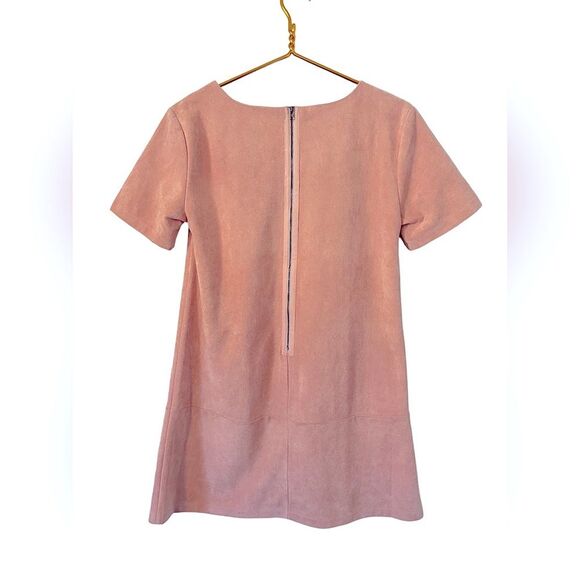BISHOP † YOUNG Pink Ivy Faux Suede Leather‎ Shift Dress, Size Small - Picture 5 of 6